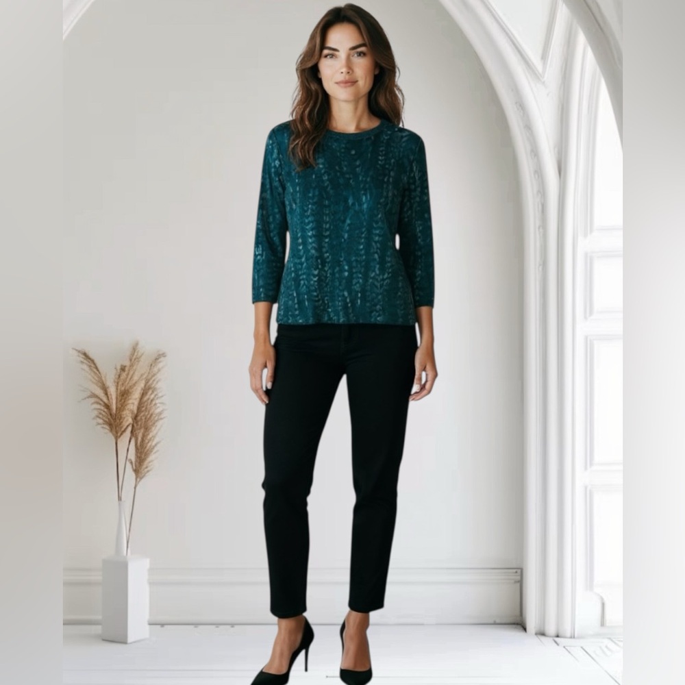 Talbots Women’s 100% Pure Cashmere Audrey Teal Feather Sweater Size MP